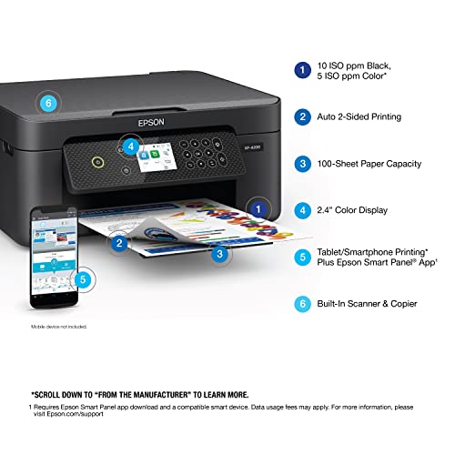 Image of Epson Expression Home XP-4200 Wireless Color All-in-One Printer with Scan Copy, Automatic 2-Sided Printing, Borderless Photos and 2.4 inch Colorfull Display - Black
