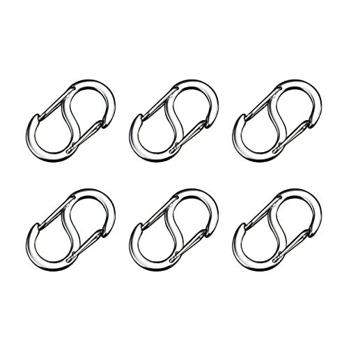 Titanium Carabiner Clips 6PCS Dual Snap Hook Small Keychain Spring Clasps for Camping Fishing Hiking Keychain Accessories (mini)