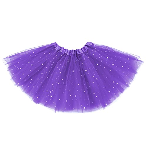 Century Star Sparkle Purple Tutu for Toddler Girls Tulle Ballet Skirts Princess Tutus for Baby Kids Infant 3 Layers Halloween Christmas Dress up Birthday Party Festival 2-8 Years