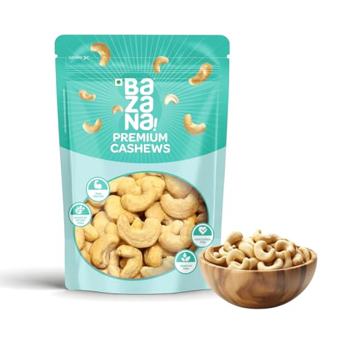 Image of Bazana Premium Whole Cashews, 500g | W320 Grade Kaju | Rich in Protein, Fiber & Healthy Fats | Healthy Nuts & Dry Fruits Snack for Daily Nutrition