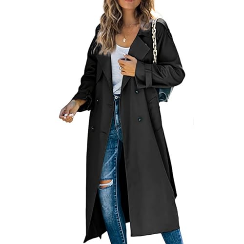 Veste coupe-vent ample et élégante manteau mi-long double boutonnage femme