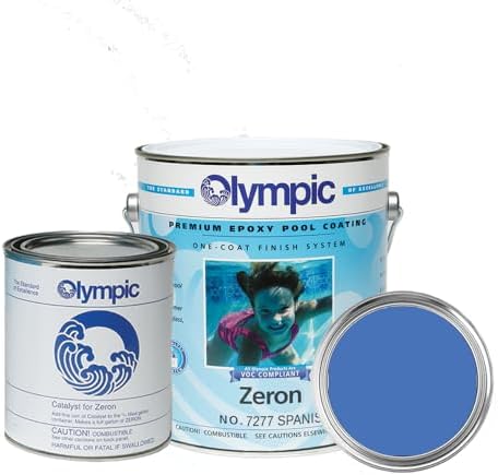 Olympic Pool Paint - Zeron - Spanish Blue - 1 Gallon - two-part epoxy swimming pool paint - one-coat for plaster, fiberglass, steel and aluminum pools.