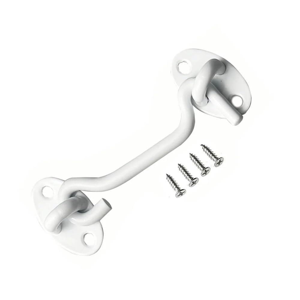 2Pcs Stainless Steel Storm Hook Latch, Gate Hook Catch with Screws(White-3inch-2Pcs)