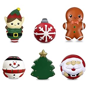 QINGQIU 6 Pack Christmas Squishy Toys Slow Rising Squishies Christmas Toys for Kids Boys Girls Toddlers Christmas Party…