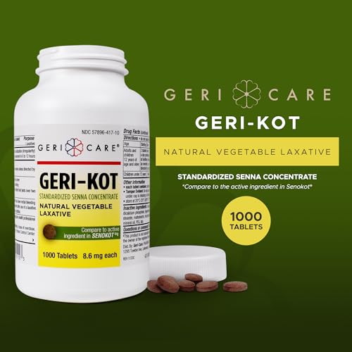 Image of Geri-KOT Senna Laxative & Stool Softener Tablets, 1000ct| Natural Vegetable Stimulant Laxative| Smooth Bowel Movement Senna Tablets| Fast-Acting, Gentle Constipation Relief| 8.6mg Sennosides
