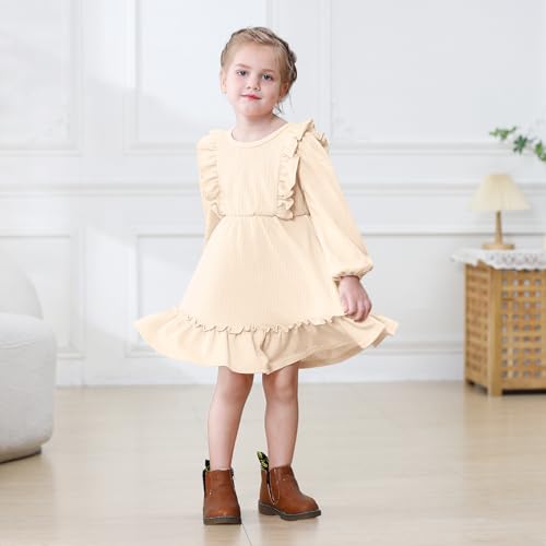 Toddler Baby Girl Dress Girls Sweater Dresses Ruffle Ribbed Knit Long Sleeve Swing Fall Winter Clothes Christmas2