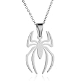 Spider Necklace for Men Women Titanium Stainless Steel Gold Silver Lightweight Fashion Anime Goth Cool Hippie Spider Man Pendant Necklace