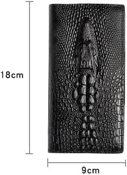 Long Business Leather Wallet for Men Multiple Card Slots Secure Coin Purse Gift Box (Crocodile pattern) - Image 5
