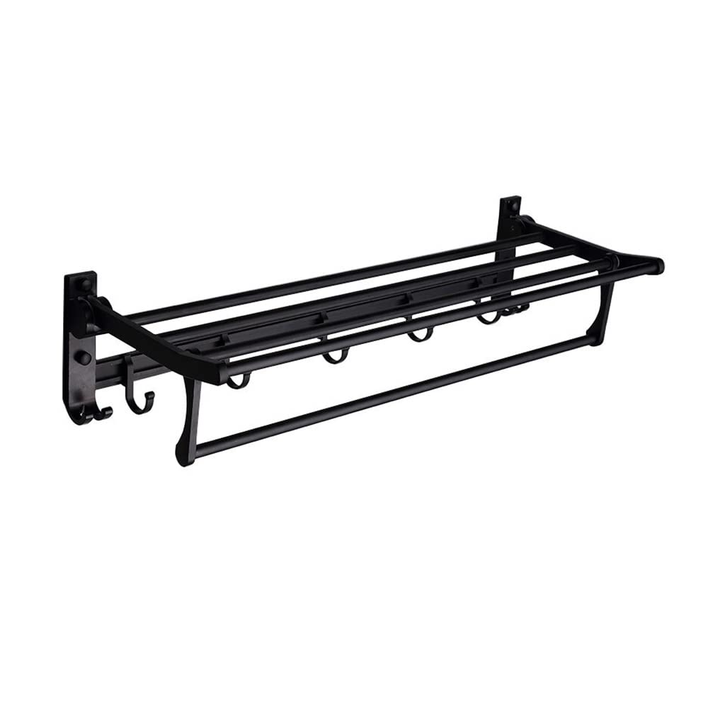 Towel Racks Rail Rack Bath Hardware Aluminum Shelf Bar Holder Nail Punched Black