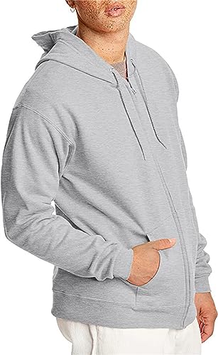 Mmoneyake Mens Slim Fit Lightweight Zip Up Hoodie Terry Hooded Sweatshirt Jacket Solid Color Long Sleeve Coat with Pockets2