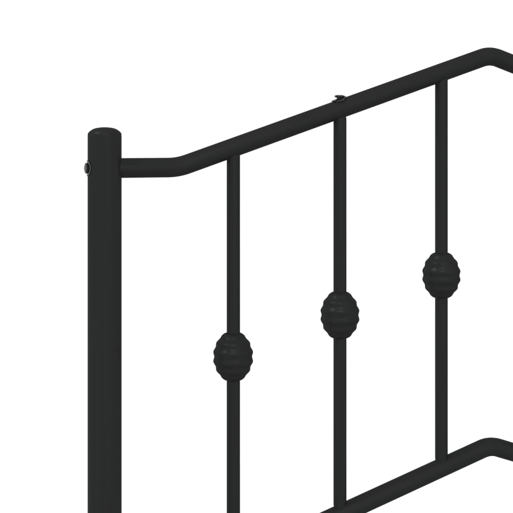 Giroletto con Testiera e Pediera Metallo Nero 75x190 cm Letto Singolo Robustezza Camera da Design Moderno Struttura in Ferro Stabile Facile Montaggio Base Letto con Resistente Sostenibile 190x75