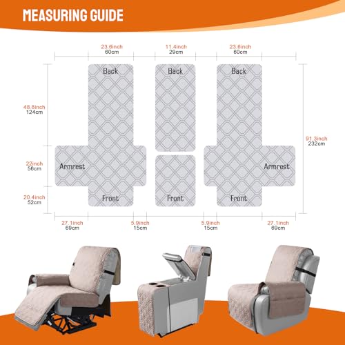Image of VANSOFY Loveseat Recliner Cover with Console 100% Waterproof Sofa Slipcovers Non-Slip Reclining Couch Cover Split Sofa Covers Furniture Protector for Pets, Dogs(Light Apricot)