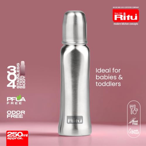 Image of RITU TOODLR Premium Baby Feeding Bottle | BPA-Free, Anti-Colic & Leak-Proof | Soft Silicone Nipple | Baby Milk Bottle for Everyday Feeding