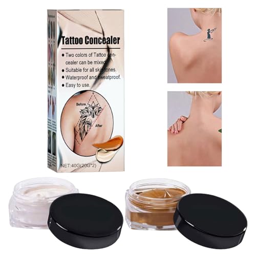 Tattoo Concealer, 40g Narben Concealer,Tattoo Concealer Cream,Tattoo Abdeckung Creme,Wasserdichter Make Up Haut Narben Concealer,Zur Verwendung Am Körper, Für Beine, Für Männer und Frauen