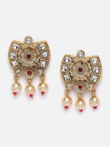 Juego de joyas con cuentas artificiales DMZ-1606 latón collar pendientes mujer S 4