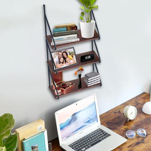 Image of Wall Mount Floating Shelves for Books Shelf, Antiques, Organizer, Storage - DIY - MDF (Solid Wood-Steel 1 Shelf)