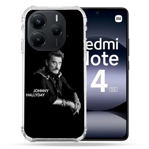 Coque Xiaomi Redmi Note 14 5G Cokitec Musique Johnny Hallyday Noir antichoc