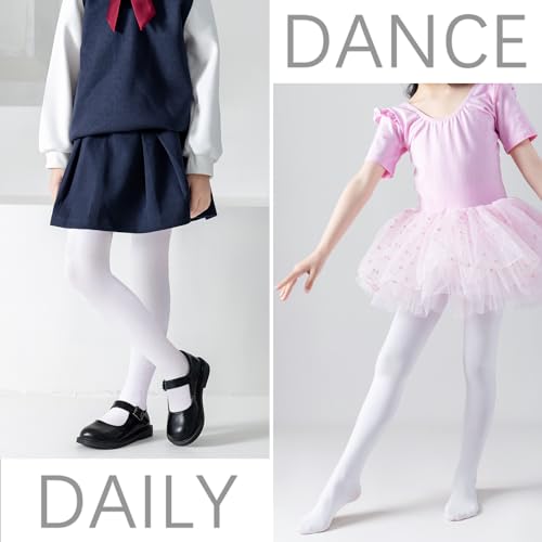 Ballet Tights Girls Dance Tights School Girl Footed Leggings Kids Ultra Soft Pantyhose Stockings 8-11 Years Children 2 Pack (Ballet Pink)2