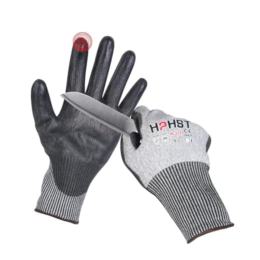 HPHST Cut Resistant Gloves Level A6 Cut Proof Work Gloves Smart Touch Large 1 Pair