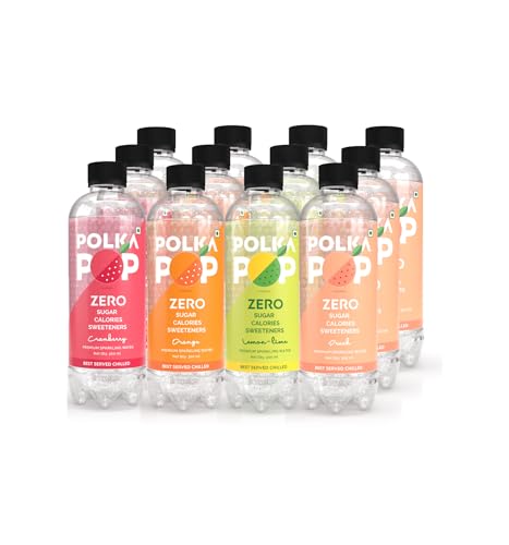 POLKA POP Assorted Collection Sparkling (Fizzy) Water | Pack of 12 (300ml Each) | 100% Natural Flavour | Zero Sugar & Zero Calories | No Aspartame or Stevia | No Preservatives