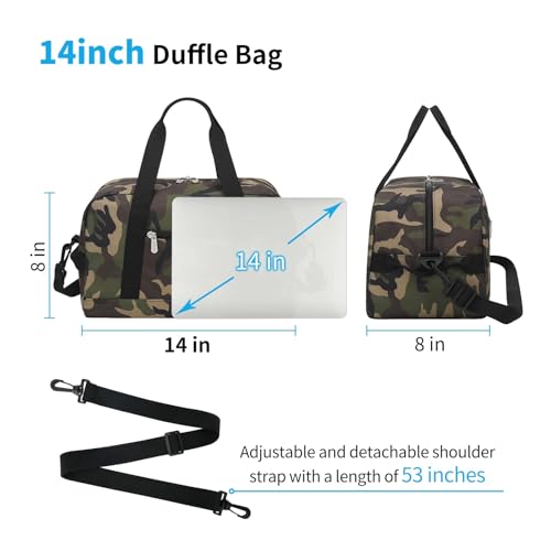 Image of Apenze Small Gym Bag 14 inch lightweight Carry On Mini Duffel Bag for Travel Sport - Camo