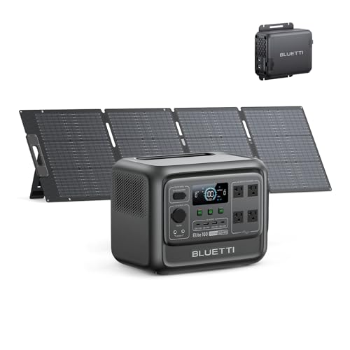 BLUETTI Solar Generator Elite 100 V2 & 200W & Charger 1 Alternator Charger | 1024Wh LFP Portable Power Station w/ 1800W Power (3600W Surge), 560W DC-DC Car Charger, for Camping, Road Trips,