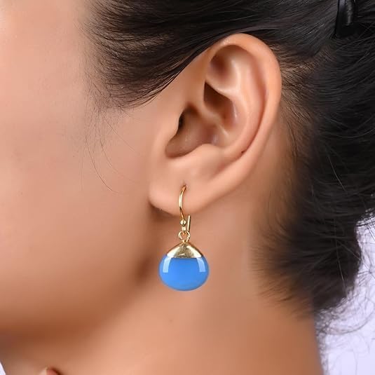 Gempires Natural Pear Cabochon Hook Earring, Meditation Earring, Handamde Jewelry, Gift for Her - Image 2