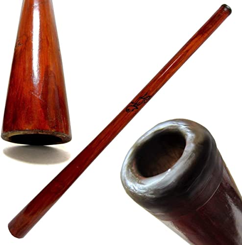 Solid Wood Didgeridoo, Beeswax Mouthpiece - 52" Long - Hand Stained Redwood - Key Of C-E From World Percussion Usa #TOP19