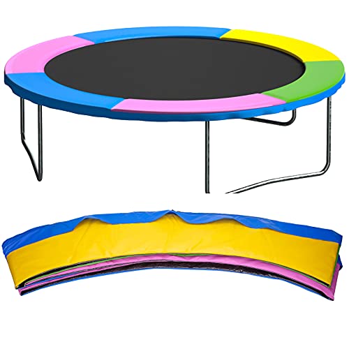 Cliselda Trampolin Randabdeckung 305 cm,Federabdeckung,Trampolinzubehör,Randschutz, Sicherheitsmatte, UV-resistent, Reißfestes,6 Stangen - Mehrfarbig Cover