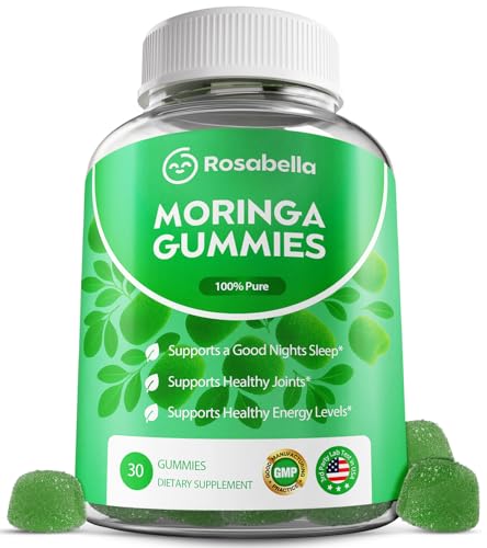 Image of Rosabella Moringa Gummies - Moringa Leaf Extract 1000mg Equivalent Per Serving - Natural Energy & Balance - Non-GMO, Gluten-Free Superfood Gummies for Women & Men - 30 Count