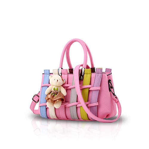 NICOLE&DORIS Femmes Mode Sac à Main coloré Crossbody épaule Sac fourre-Tout Sac à provisions poignées Longues PU pour Dames