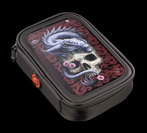 Preisvergleich Produktbild Großes Gothic Federmäppchen mit einem Drachenmotiv - Oriental Dragon / Fantasy Schulzubehör, zum Aufklappen, mit Reißverschluß, Motiv von Anne Stokes