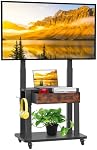 Rolling TV Stand with Fabric Drawer for 32-75 Inch Flat/Curved Screen Adjustable Height LCD/LED/OLED with Storage Mobile TV Cart on Wheels up to 220lbs for Home Office Outdoor Max VESA 600x400mm