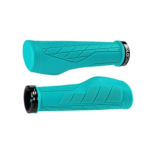 SOLODRIVE Ergonomic Design Bike Grips, Comfortable Bicycle Handlebar Grips, Single Lock-on Mountain Bike Grips, Non-Slip Handle Grips, Fit MTB, E-Bike, Hybrid, City Commuter Bikes, Scooter (Turquoise)