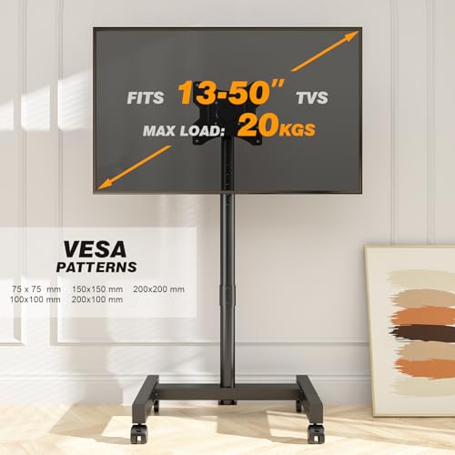 TVON Height Adjustable Corner TV Stand on Wheels for 13-50 Inch TVs, Max. VESA 200x200mm, up to 20kg, Black - Image 8