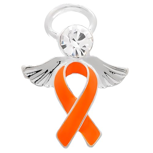 Image of 1 /2 /5 /10 /25 /50pcs Orange Ribbon Awareness Pins for Kidney Cancer, Leukemia, Multiple Sclerosis, Hunger, Gun Violence /Mass Shooting Awareness - Perfect for Support Groups, Gift-Giving, and Fundraisers
