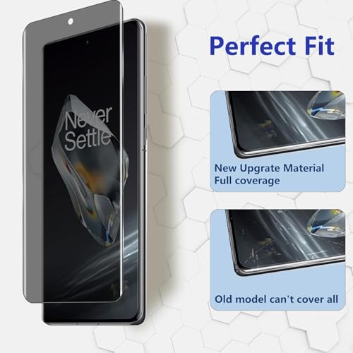 Image of EZ-GLAZ Privacy Screen Protector for OnePlus 12 (6.82 inch Curved Display) | Anti-Spy HD Clear Flexible Film | Bubble-Free Easy Installation Kit | Scratch Resistant | Case Friendly (Pack of 2)
