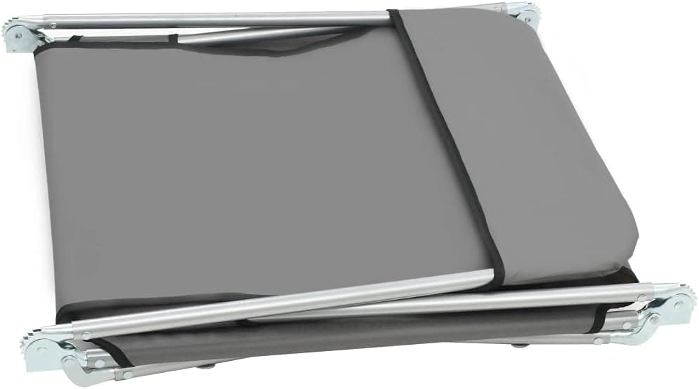 Portable Chaise Lounge Chair, Lawn Chairs,Folding Sun Loungers,Beach Lounge Chair,Patio Sun Tanning, 2 pcs Steel and Fabric Gray