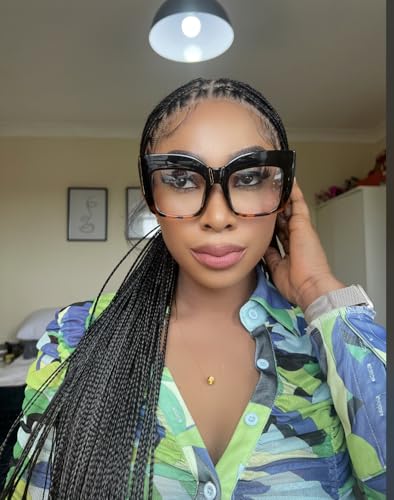 Image of VOOGLAM Stylish Oversize Square Blue Light Blocking Glasses for Women Men Anti Eyestrain UV Eyewear Cassandra