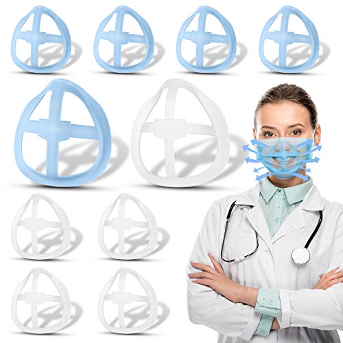 3D Face Mask Bracket Inner Support Frame Nose Pads Makeup Protection Bracket, 5PCs Blue 5PCs White