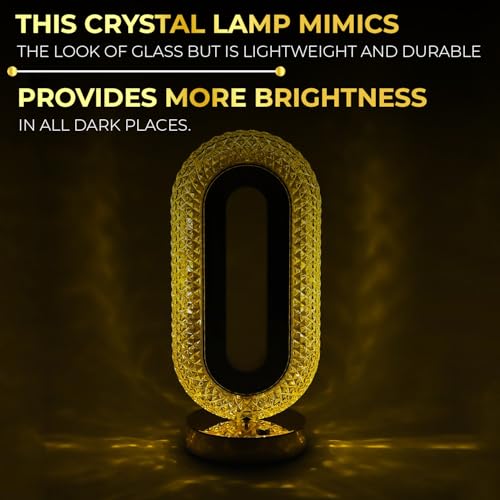Image of Lexton Crystal Lamp with Touch Control LED Light | Color Changing, Adjustable Brightness, USB Charging, Portable, Night Desk Lamp for Bedroom, Living Room, Study, Decoration, GIF | (Pack of 1)