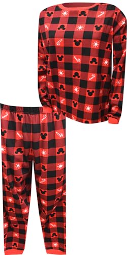 Briefly Stated Mens Disney Mickey Ears and Candy Canes Cotton Buffalo Plaid Pajama