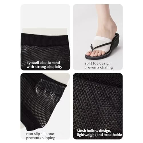 Y2K Summer Half-Socks, Lyocell Toe-Split Breathable Mesh, Girls Thin Non-Slip for Flip-Flops, Invisible Footwear, Summer2