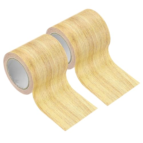 Image of PATIKIL Wood Grain Tape 2.2 inch x 15 Ft, 2 Pcs Self-Adhesive Wood Texture Repair Tape Realistic Wood Effect Contact Paper Patch for Furniture Cabinets Floor Walls Home, Yellow Oak