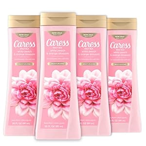 Caress Body Wash for Women, Daily Silk White Peach & Orange Blossom, Shower Gel Body Wash Moisturizing for Noticeably Silky, Soft Skin, 20 fl oz, 4 Pack