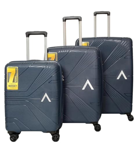 Image of VIP Polypropylene Aristocrat Hard Shell Luggage Set, 55 /66 /76 cm,Set of 3 Suitcases with 8 Spinner Wheels,Number Lock and 7 Years International Warranty (Navy)