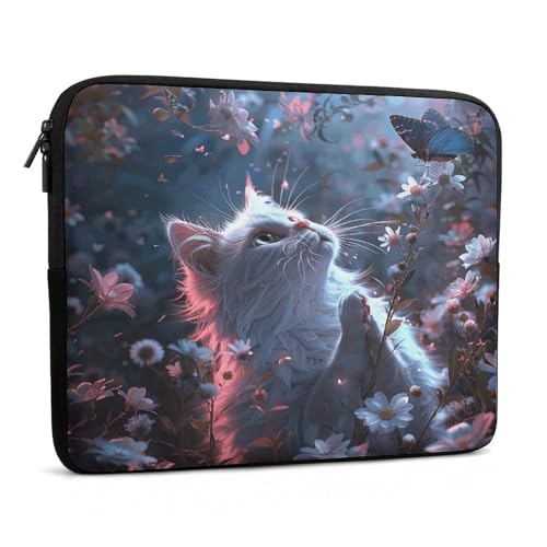 Funda para portátil de 17 pulgadas con diseño de gato blanco impermeable 3