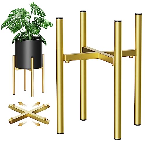 Metal Plant Stands for Indoor Plants Adjustable for 8 9 10 11 12 inches Planter Mid Century Stable...