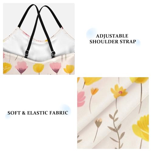 Yellow Pink Flowers Floral Girls One Piece Swimsuit Beach Swimwear 208530853