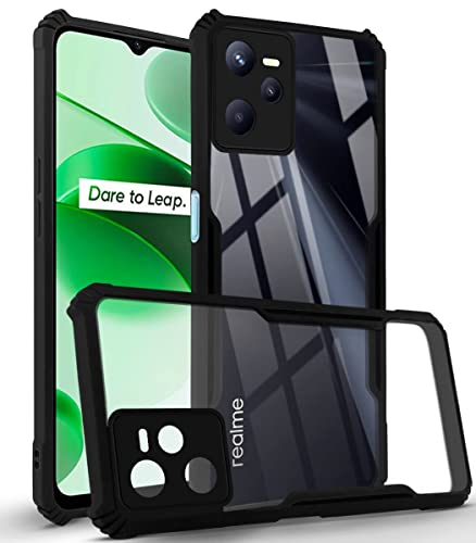 Image of Jkobi Back Cover Case for Realme C35 (Crystal Glass Back | Camera Protection | Shockproof | Professional Black)